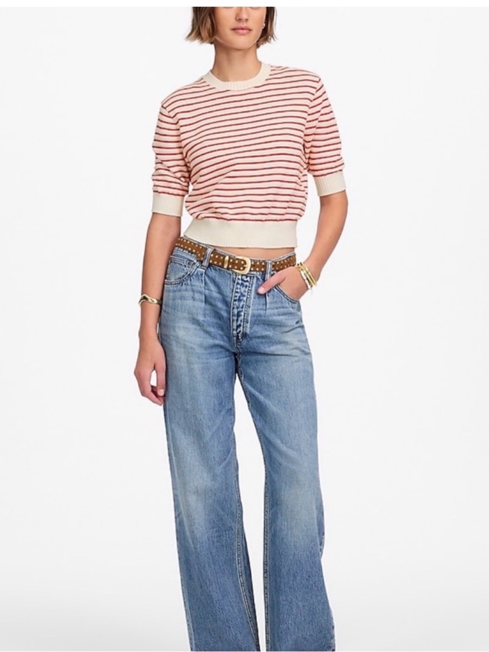 Madewell Red & White Striped Crewneck Sweater - Picture 4 of 5